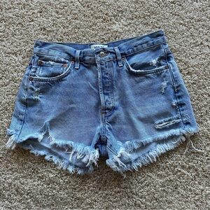 AGOLDE Parker High Rise Denim Shorts Size‎ 27 Button Fly Raw Hem